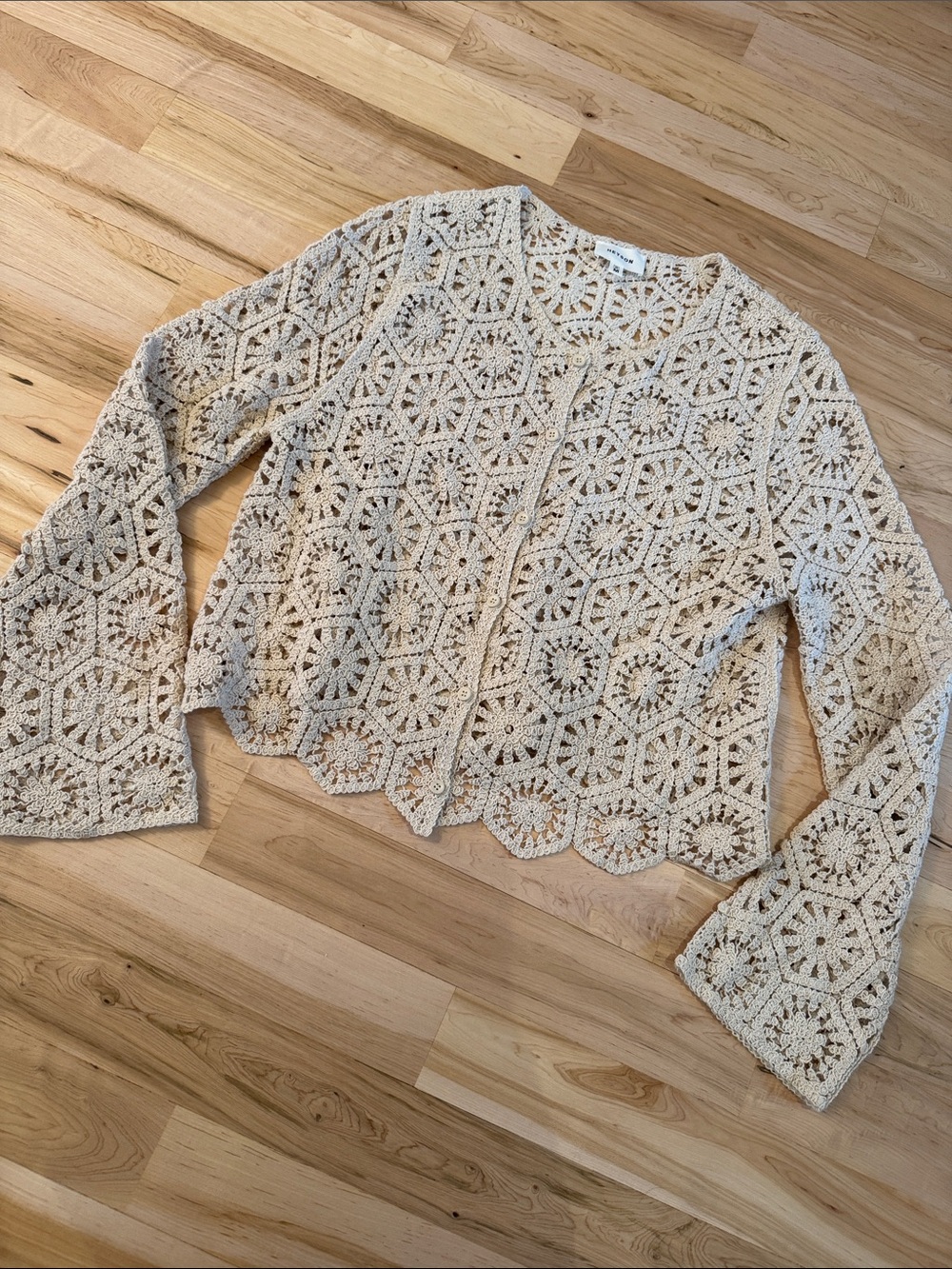 Heyson crochet cardigan knit sweater-Boho-M